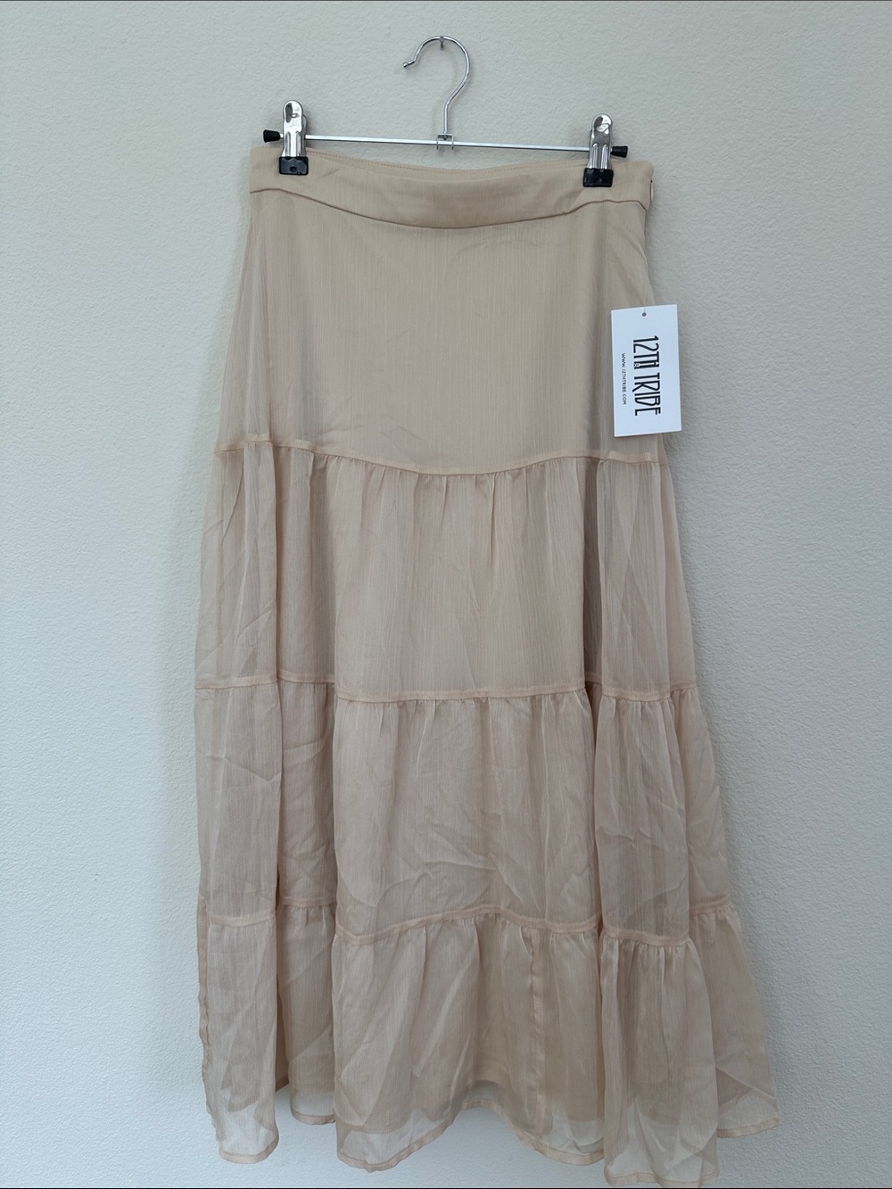 Beige/light tan Tiered Maxi Skirt